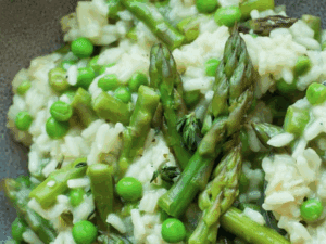 Kidney-Friendly Green Pea and Asparagus Risotto