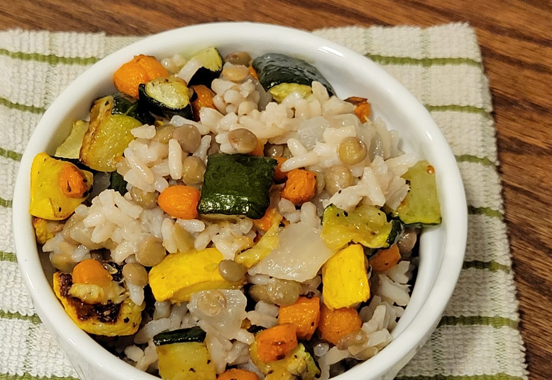 Rice and Lentil Pilaf with Roasted Vegetables